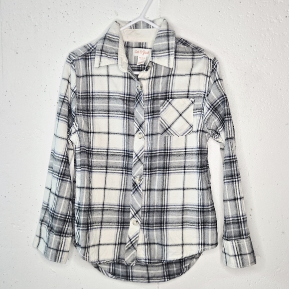 Cat & Jack Other - Cat & Jack Plaid Button Down Shirt - White and Black